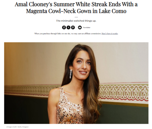 Amal Clooney’s Magenta Moment in Como