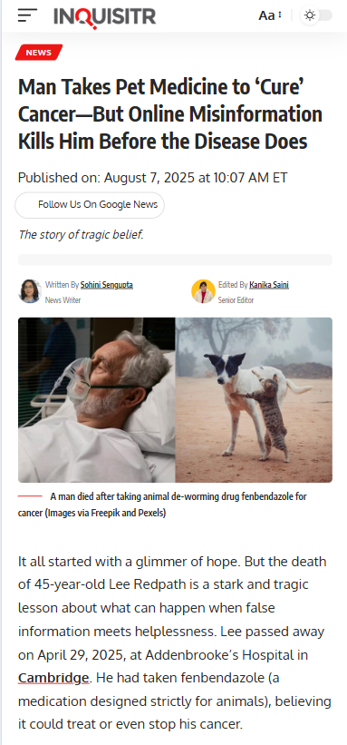 He Took Pet Meds for Cancer—It Ended in Tragedy