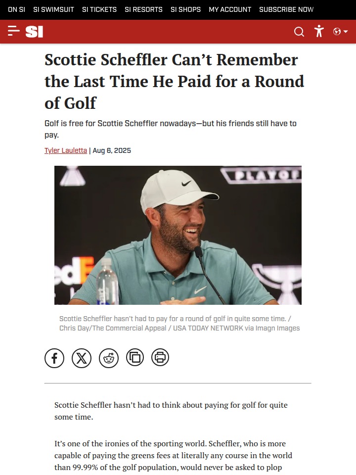 Scheffler’s Free Rounds: Perks of No. 1 Life