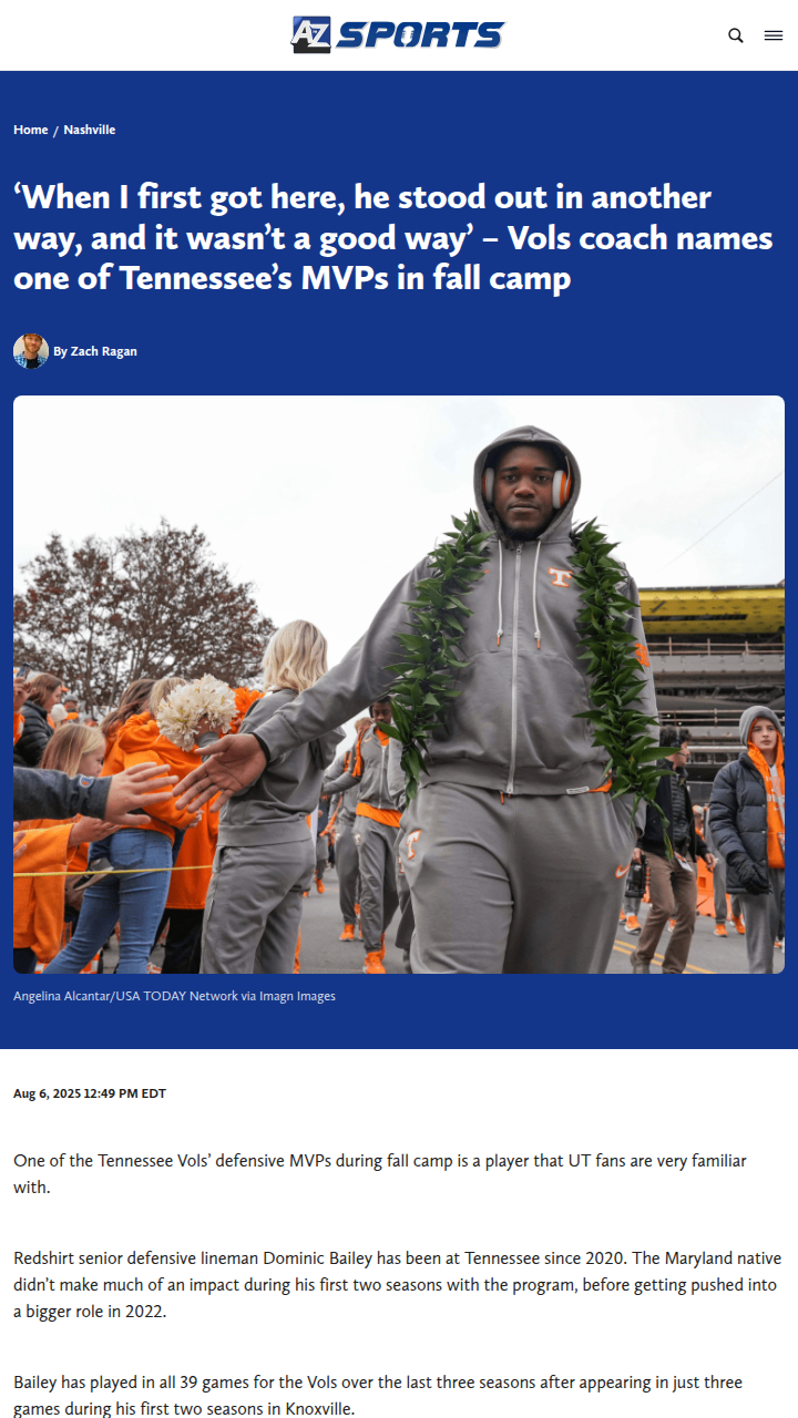 Tennessee’s Dominic Bailey proves hard work pays off