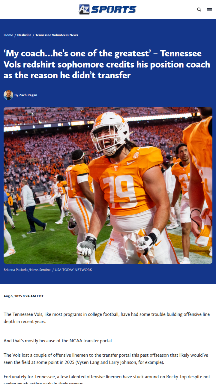 Why Tennessee’s O-line culture matters