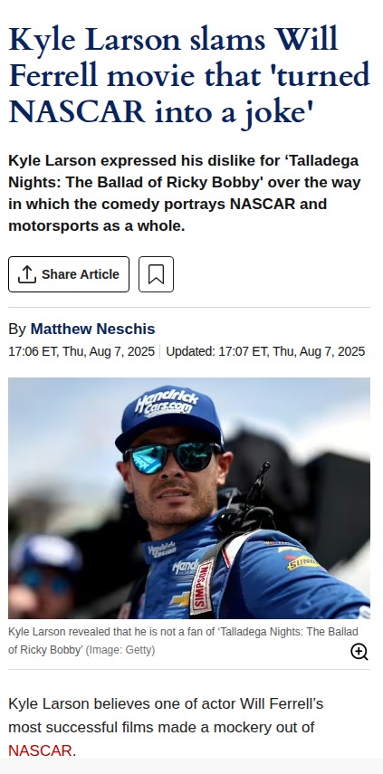 Larson Calls Out Talladega Nights