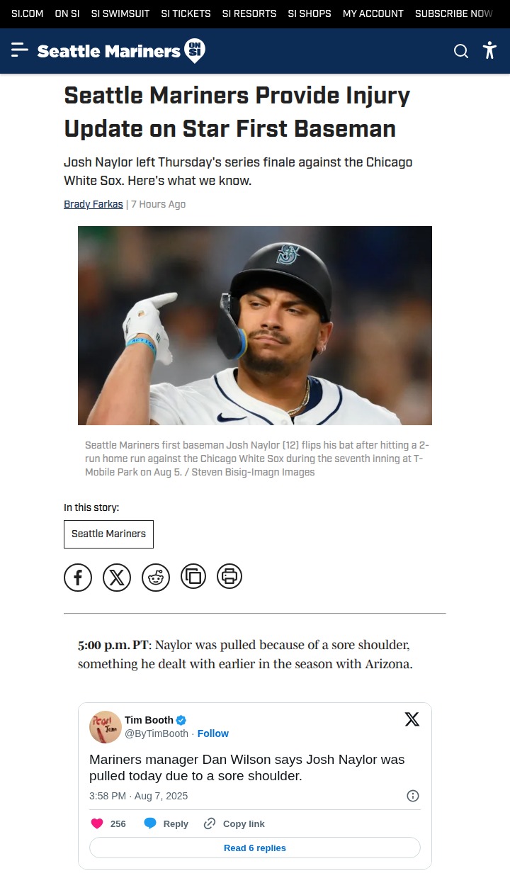 Mariners fans react to Josh Naylor’s injury