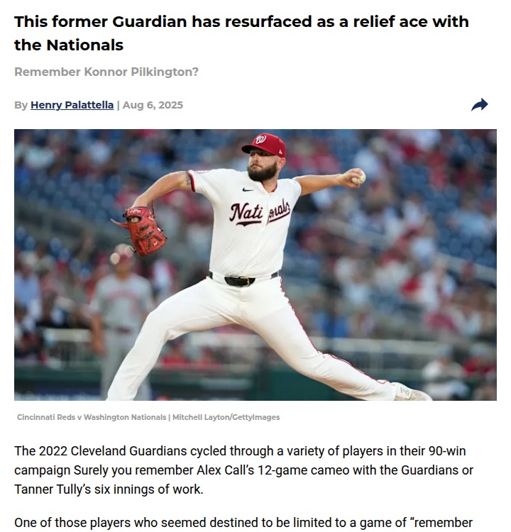 Pilkington’s Comeback: From Guardian to Nats Ace