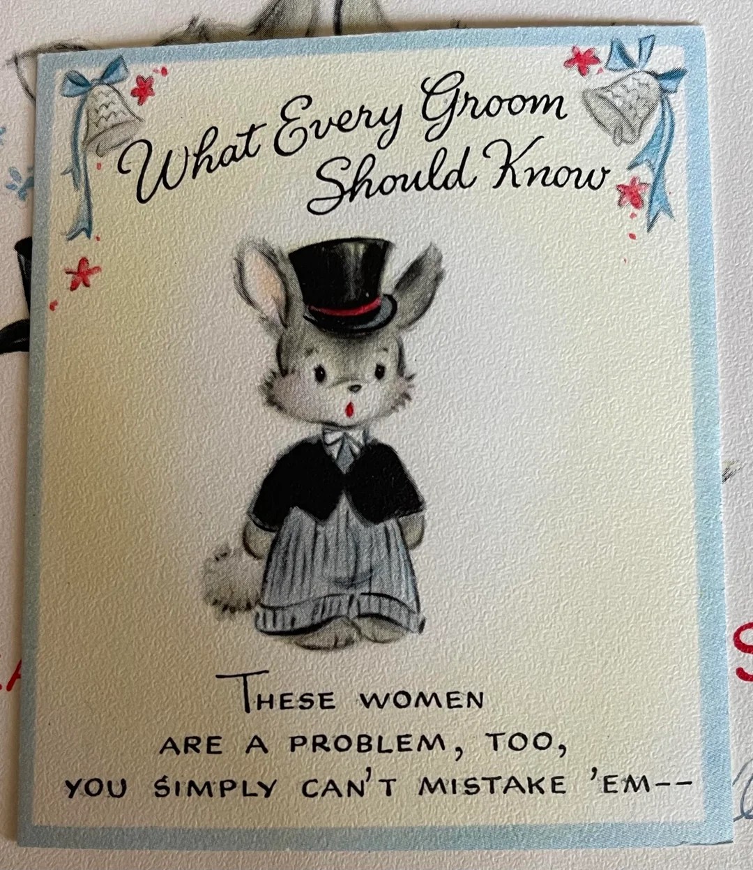 Great grandma’s wedding cards super cute as well as super sexism (1952, USA)