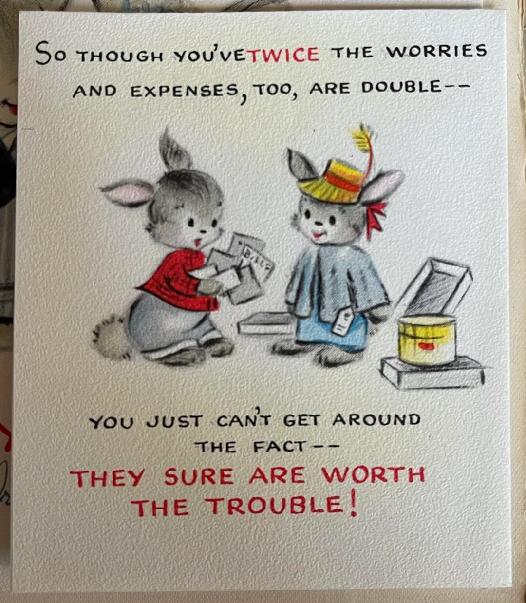 Great grandma’s wedding cards super cute as well as super sexism (1952, USA)