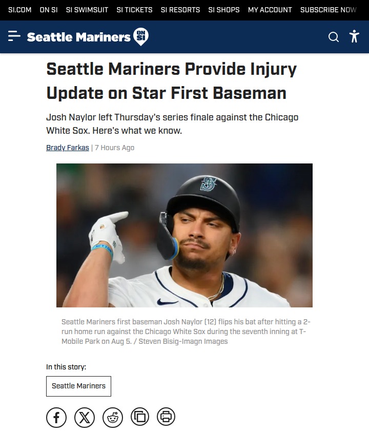 Mariners fans react to Josh Naylor’s injury