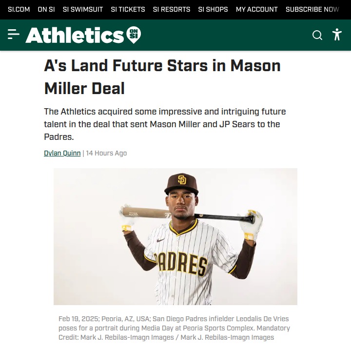 A's-Padres Blockbuster: De Vries Era?