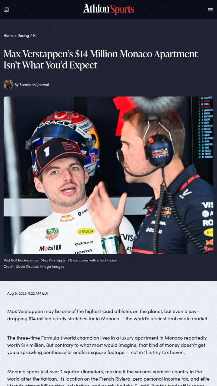 Max’s Monaco Pad: F1’s Real Estate Reality