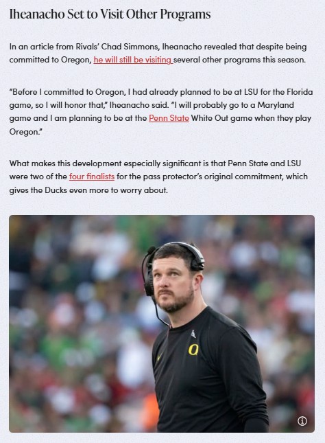 Ducks on Edge: 5-Star OT Iheanacho Still Shopping?