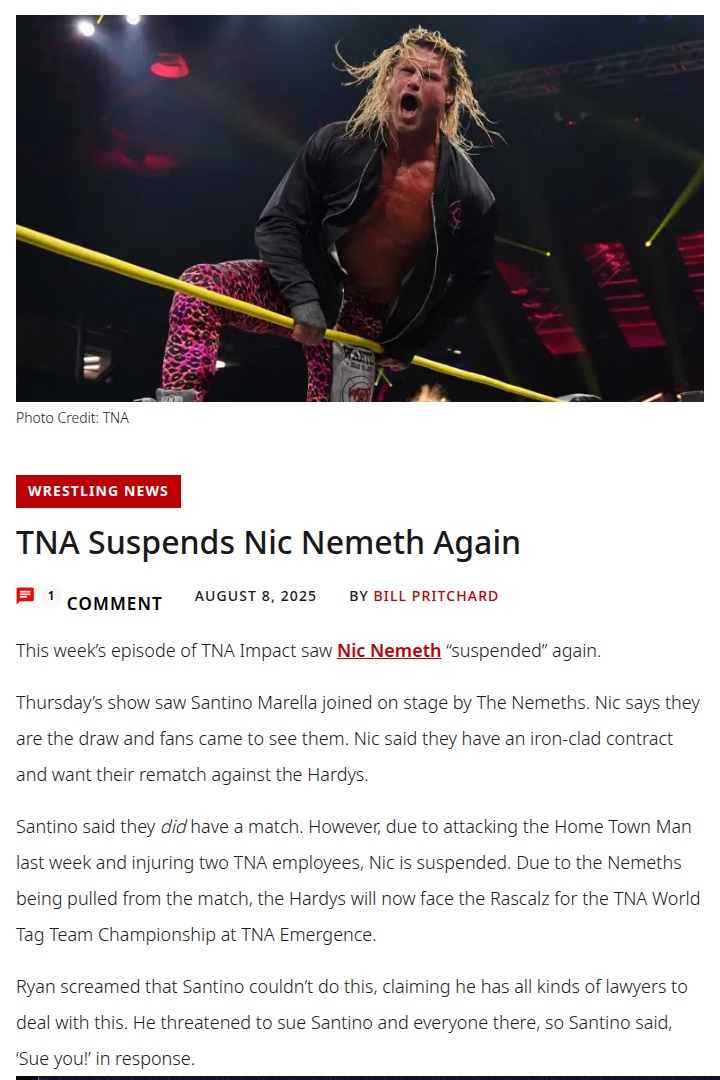 Nemeth’s Suspension Sparks TNA Chaos
