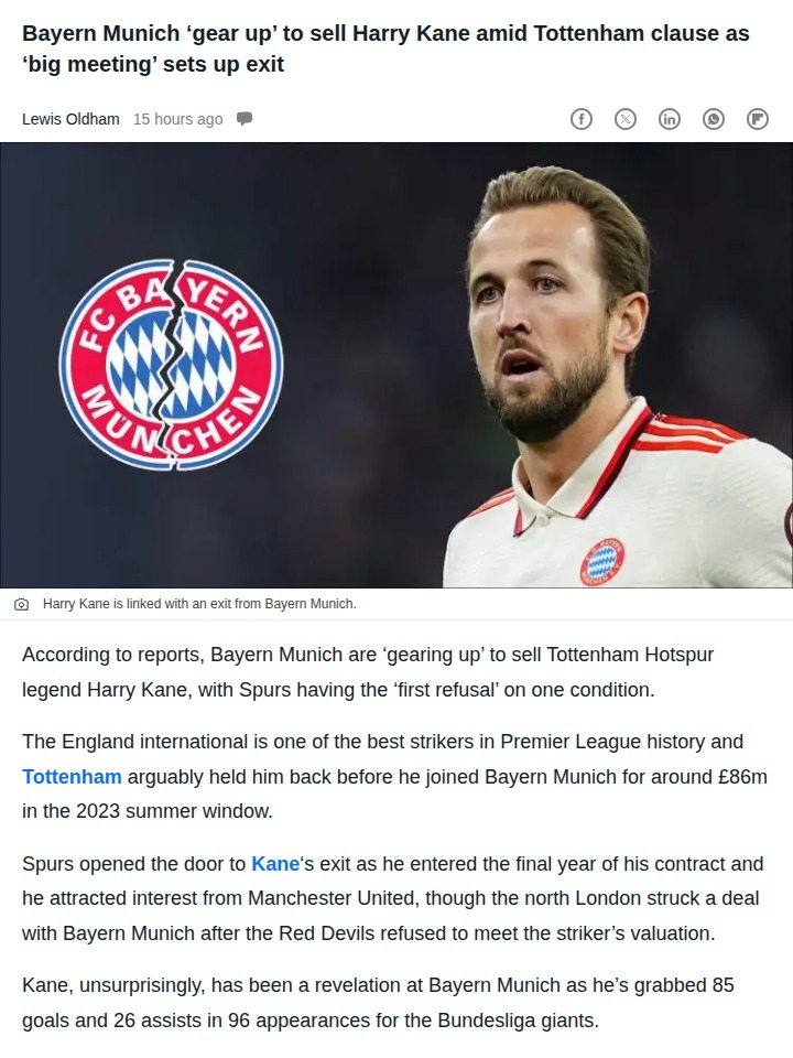 Bayern vs Tottenham: Kane Exit Looms?