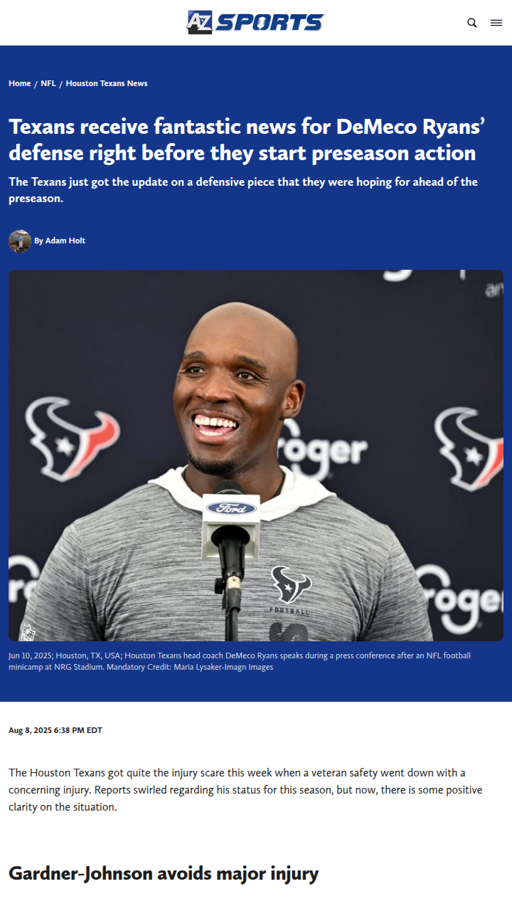 Texans defense gets a huge preseason boost