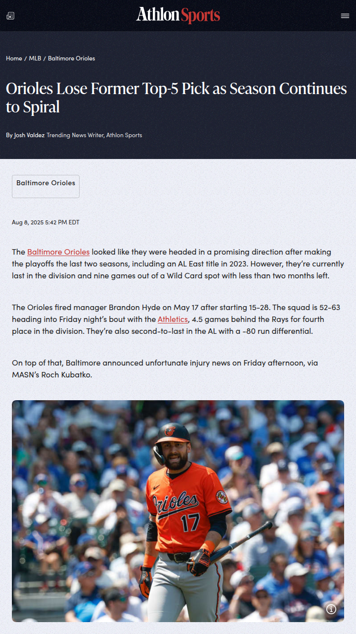 Orioles’ season takes another tough hit