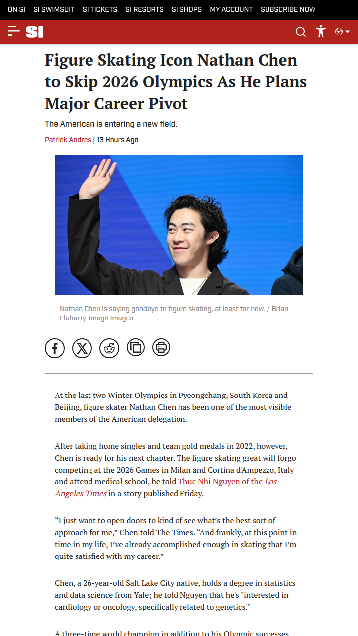 Nathan Chen Hangs Up His Skates