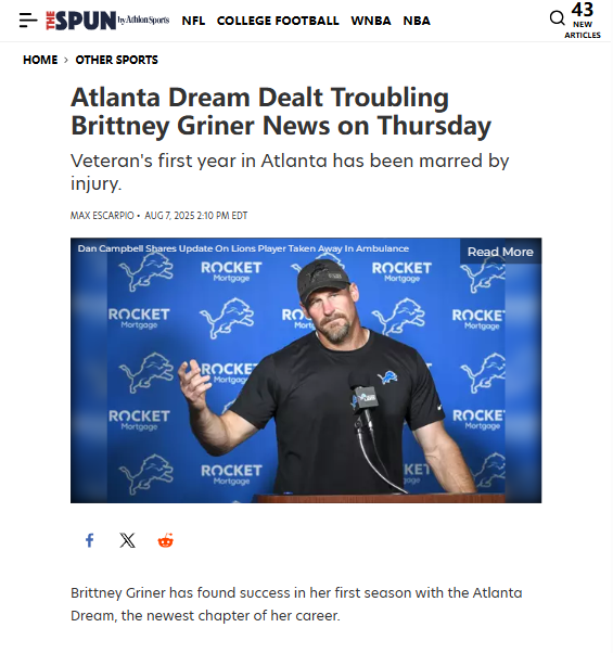 Brittney Griner’s injury shakes up Atlanta Dream