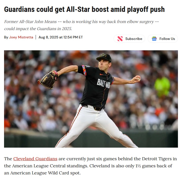 Guardians eye All-Star return for playoff push