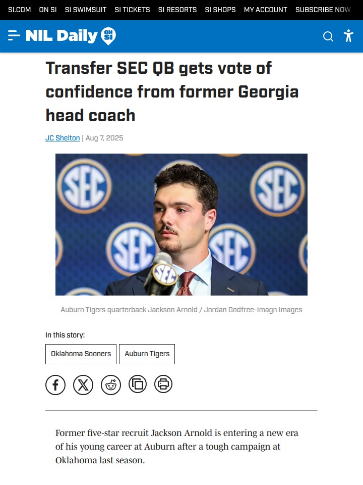 Jackson Arnold Gets Big SEC Backing