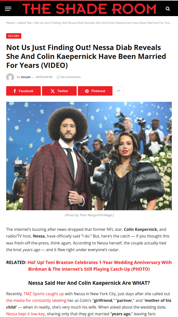 Nessa & Kaepernick’s Secret Marriage?! 🤯