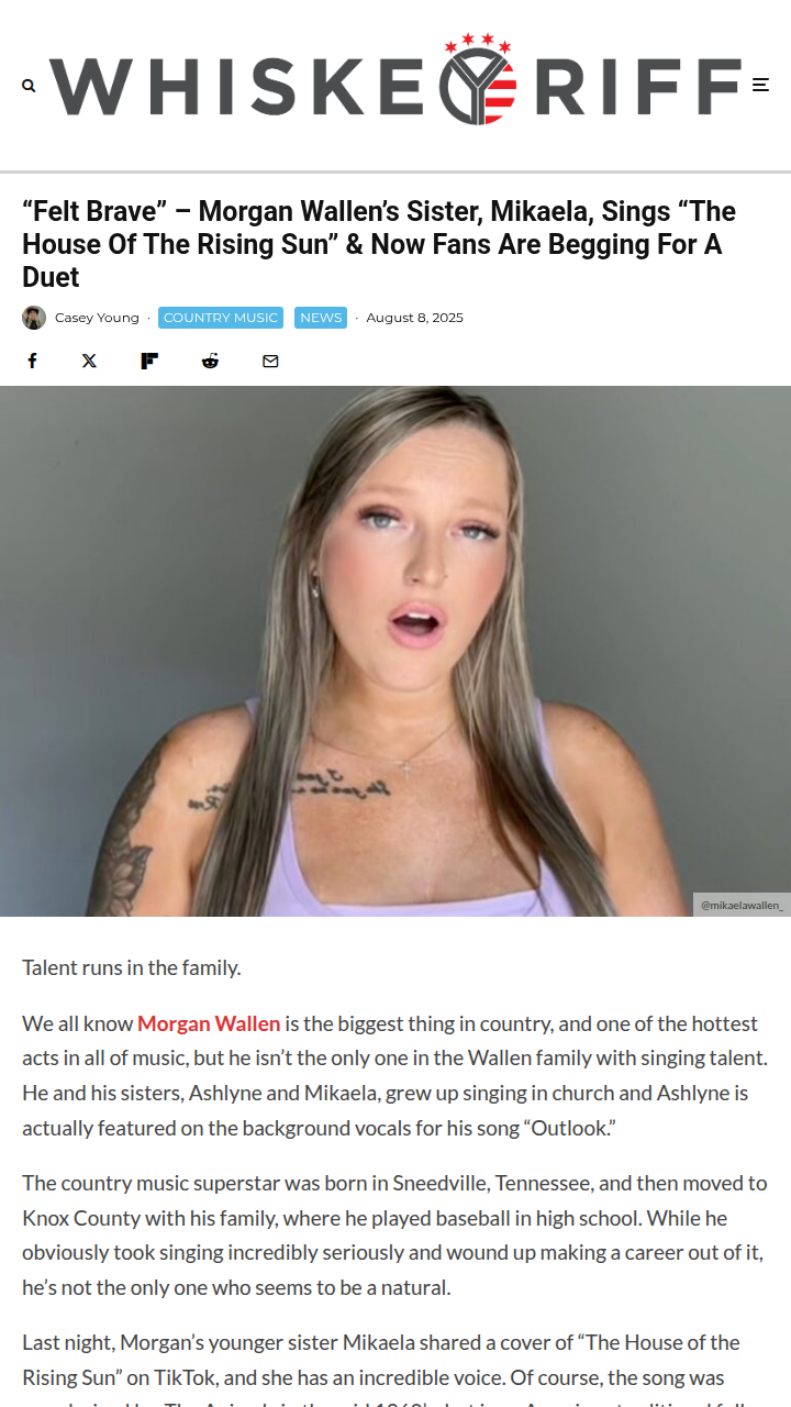 Mikaela Wallen’s Cover Has Fans Demanding Duet 🎤