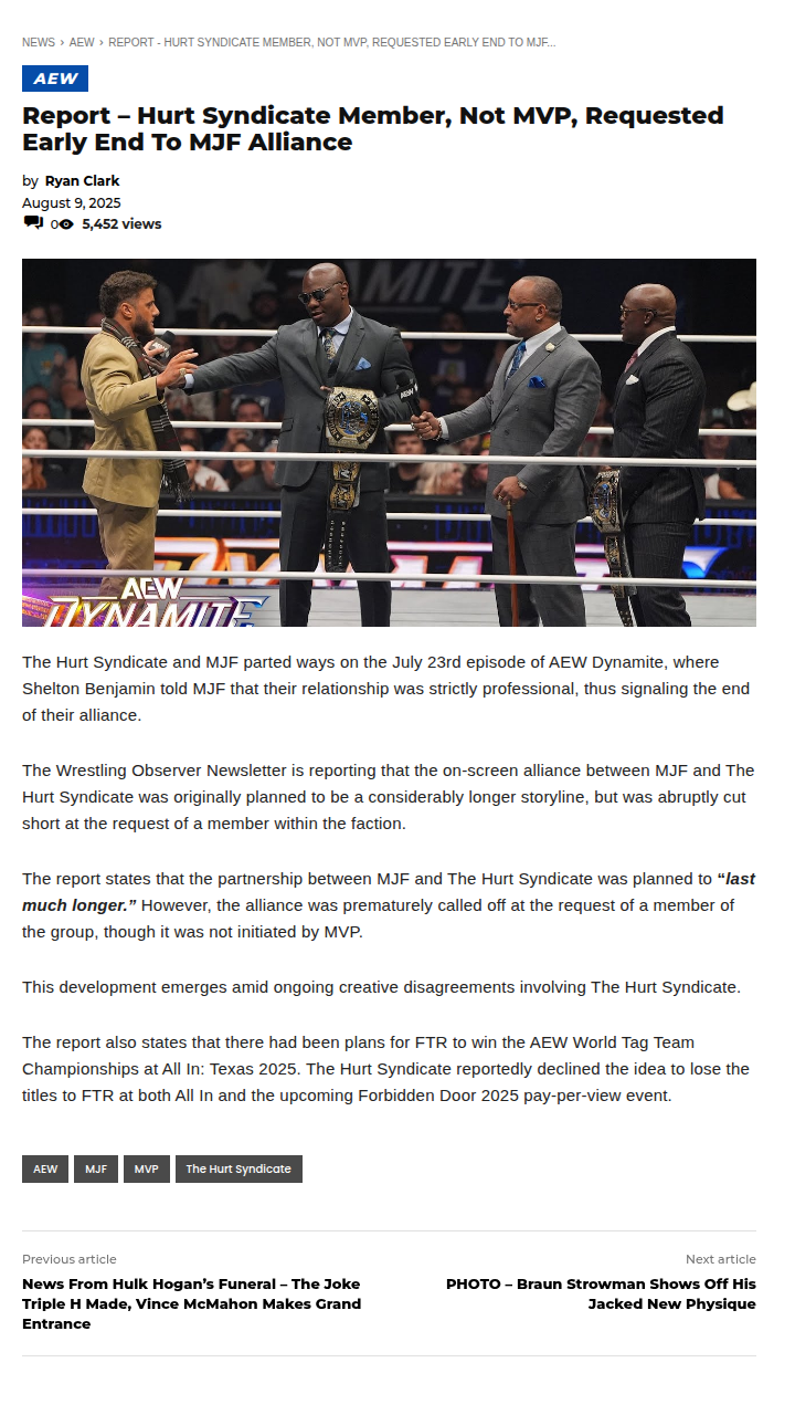 AEW: Hurt Syndicate-MJF Split Shocker