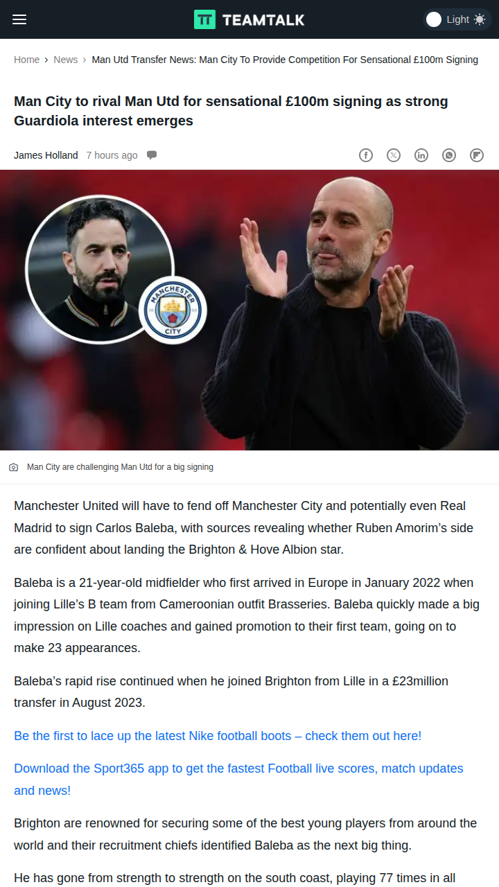 Manchester Derby: Baleba Battle Brewing