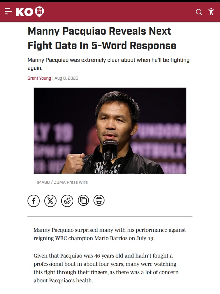 Pac Man Eyes Barrios Rematch?
