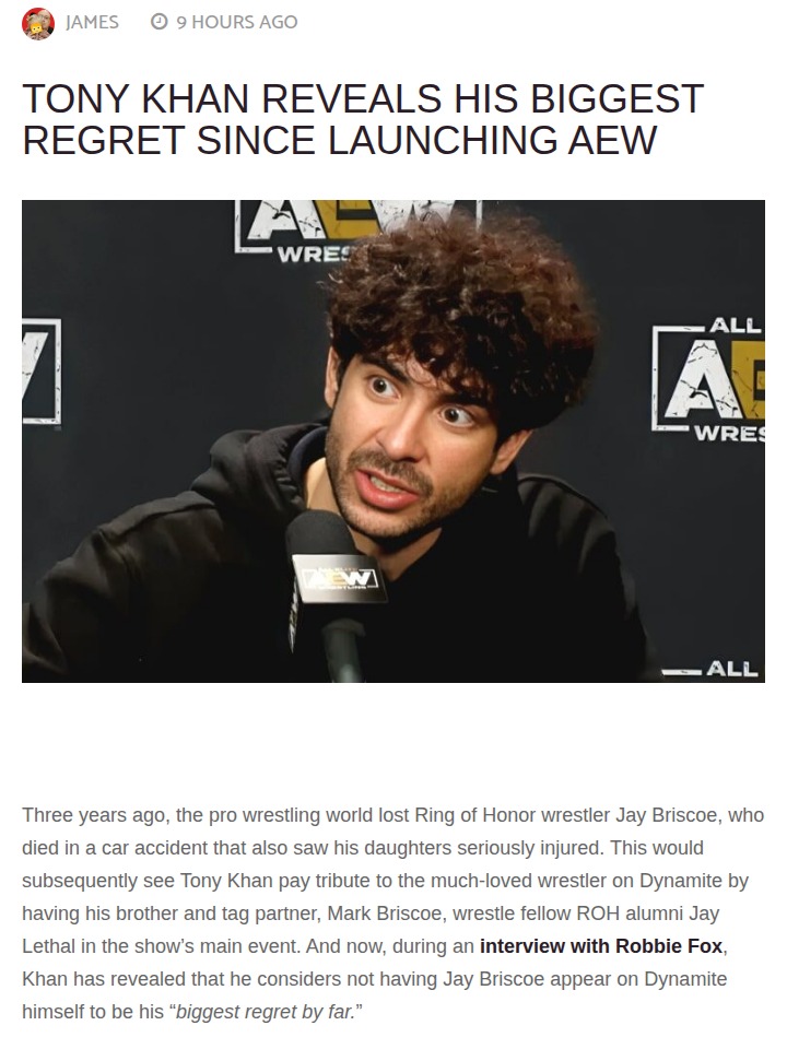 Tony Khan’s Briscoe Regret Still Hurts