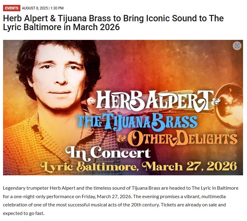 Herb Alpert brings Tijuana Brass magic to Baltimore