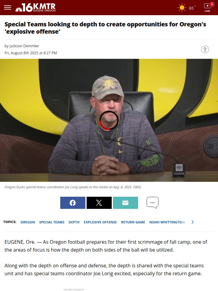 Oregon’s special teams depth could be a game-changer