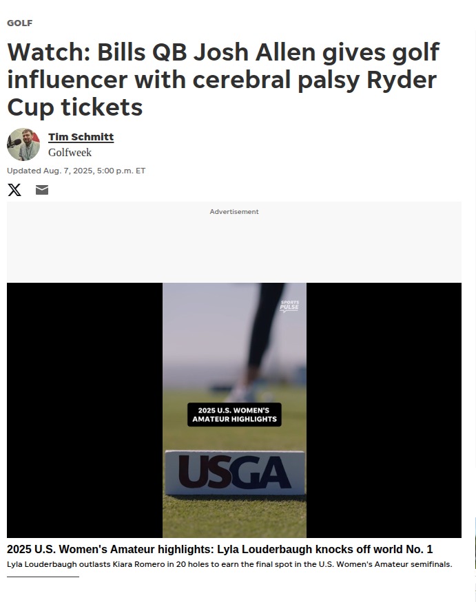 Josh Allen surprises Bills fan with Ryder Cup tickets