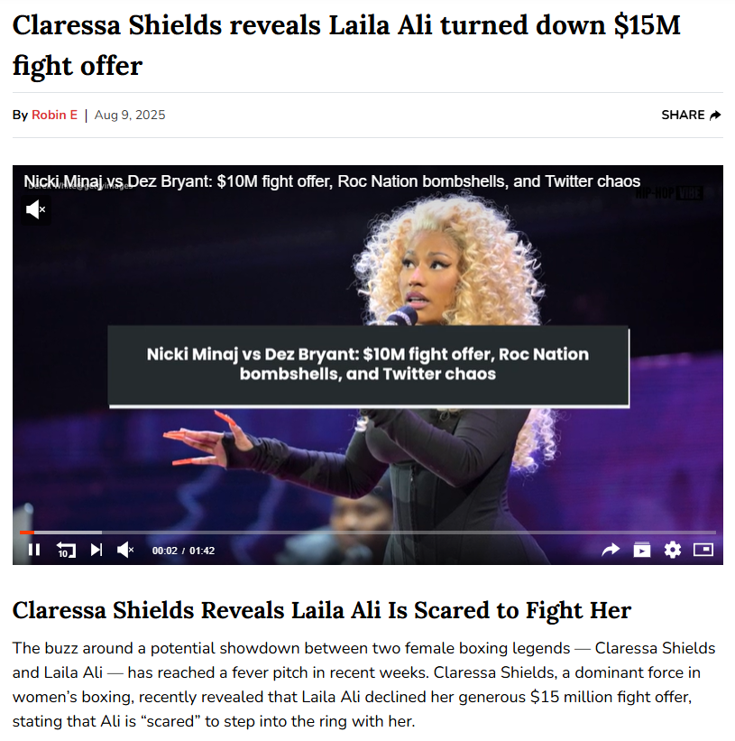 Is Laila Ali Ducking T-Rex? $15M Offer Drama