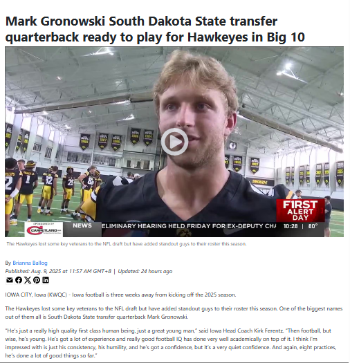New QB shakes up Iowa Hawkeyes lineup