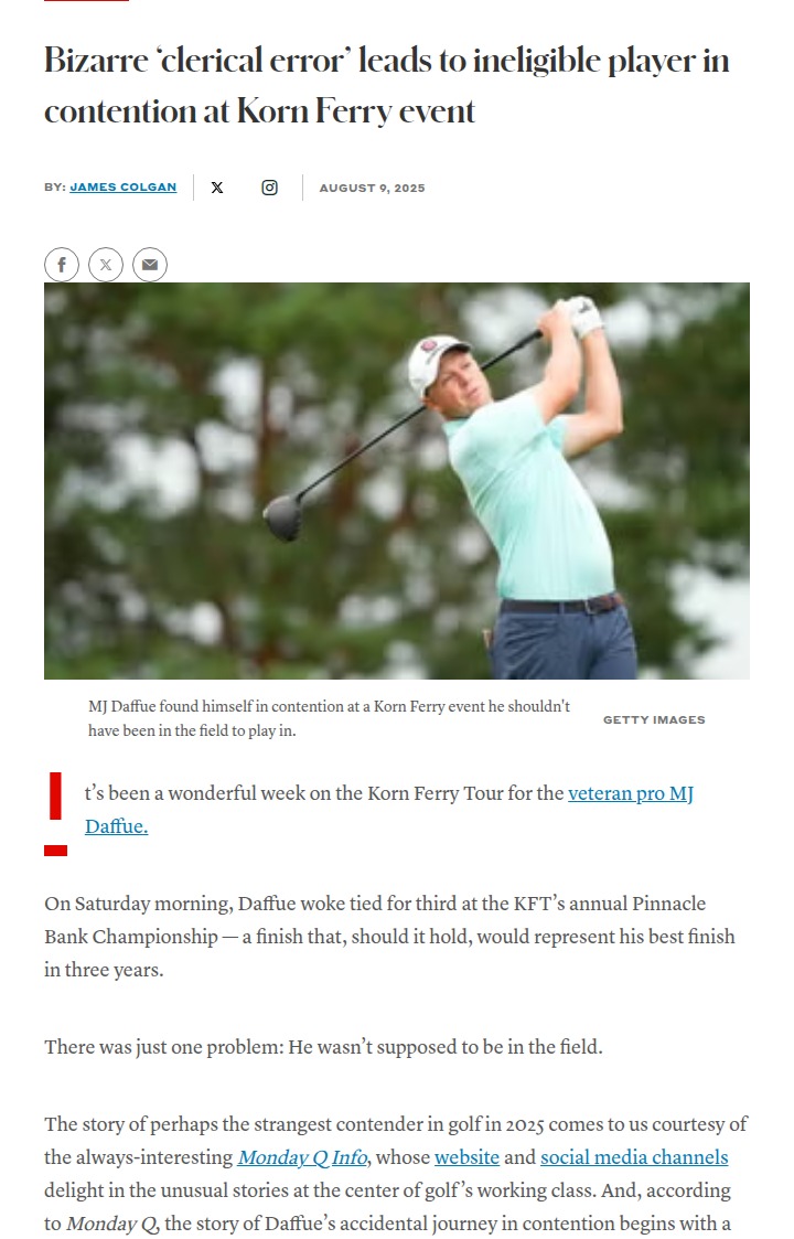 Clerical error shakes up Korn Ferry leaderboard