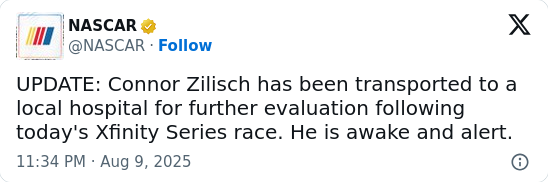 Connor Zilisch’s Wild Victory Lane Scare