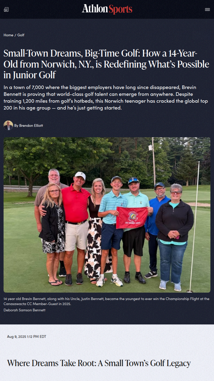 Norwich teen golfer puts small town on the map