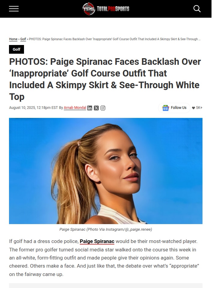 Paige Spiranac Sparks Dress Code Debate