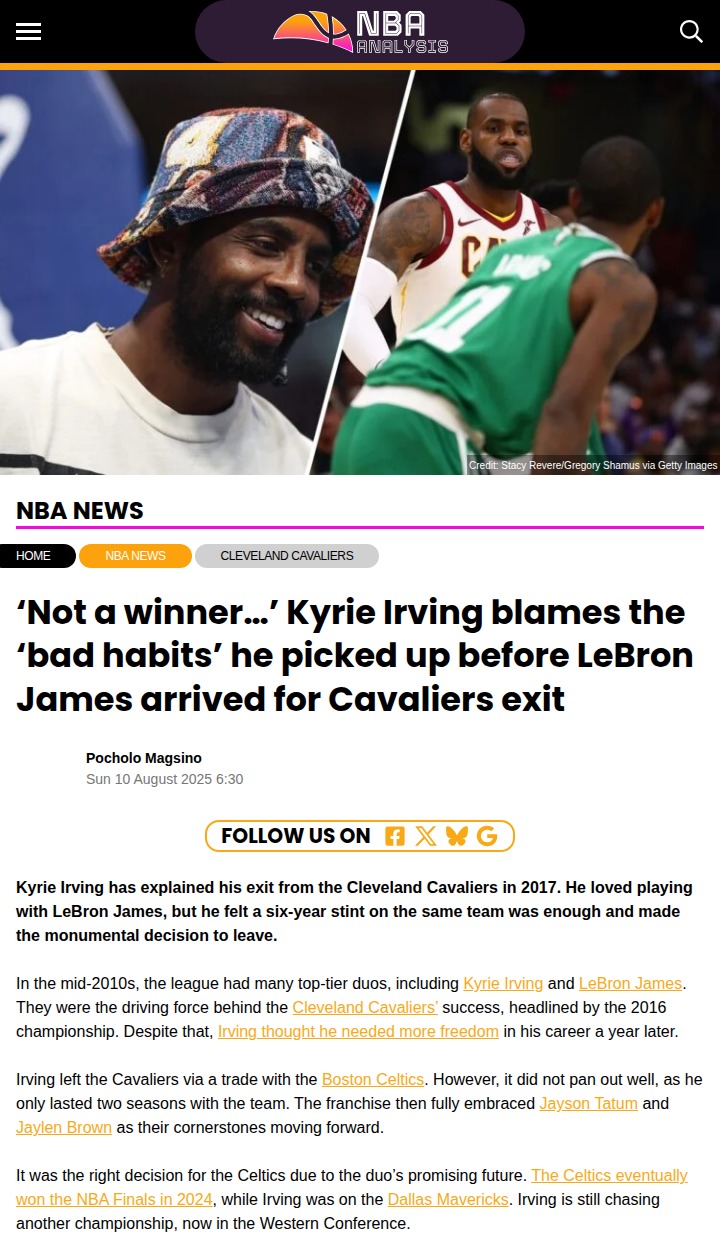Kyrie’s Cavs Exit: Did Bad Habits Doom the Duo?