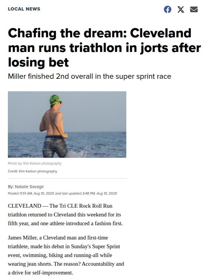 Cleveland triathlete races in jorts—here’s why