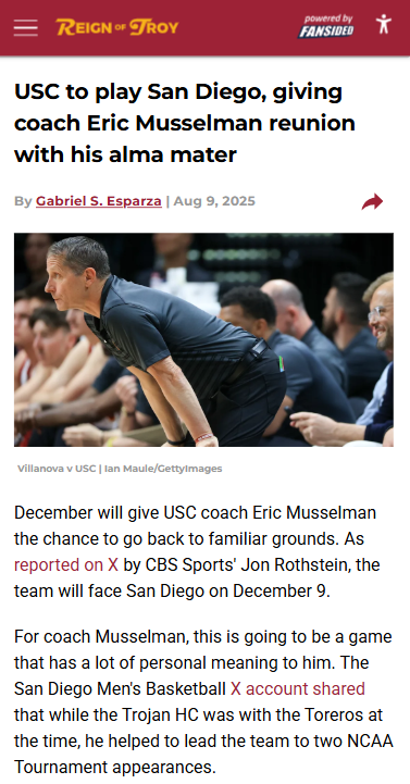 USC coach Musselman’s emotional return to San Diego