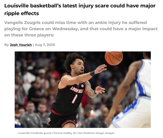 Louisville’s frontcourt faces big test after Zougris injury