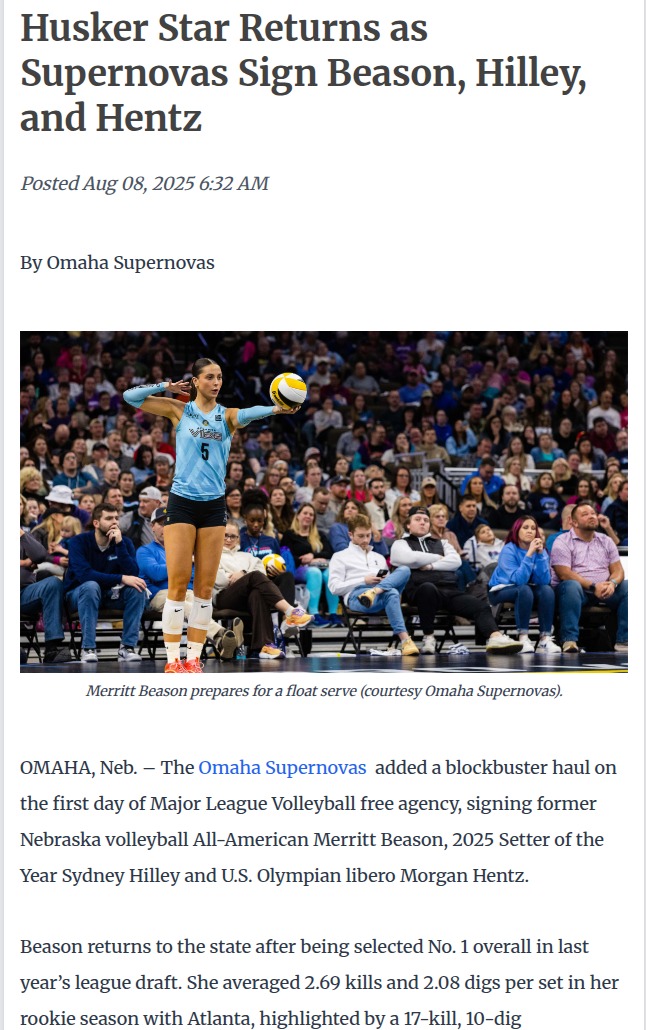 Omaha Supernovas land volleyball superstars