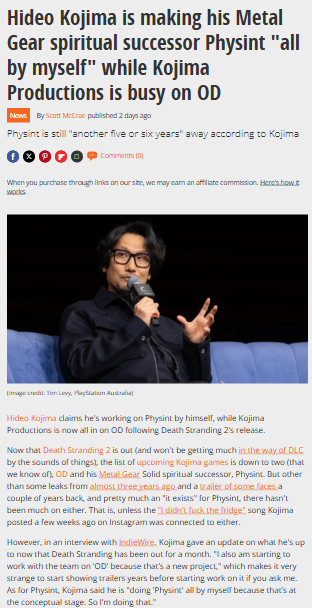 Kojima’s Solo Stealth Move: Is Physint the Future?