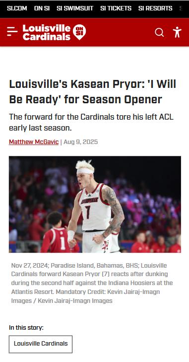 Kasean Pryor’s comeback could change Louisville’s season