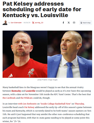 Kentucky-Louisville rivalry tips off early this year