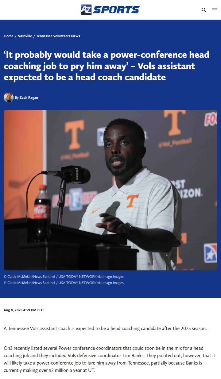 What losing Tim Banks could mean for the Vols