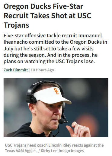 Ducks Recruit Throws Shade at USC