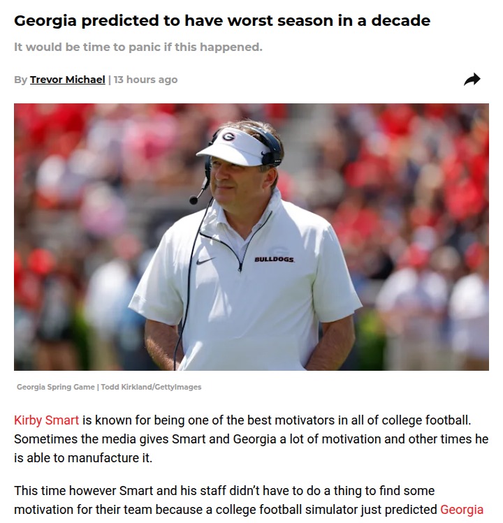 Georgia fans react to shocking season prediction