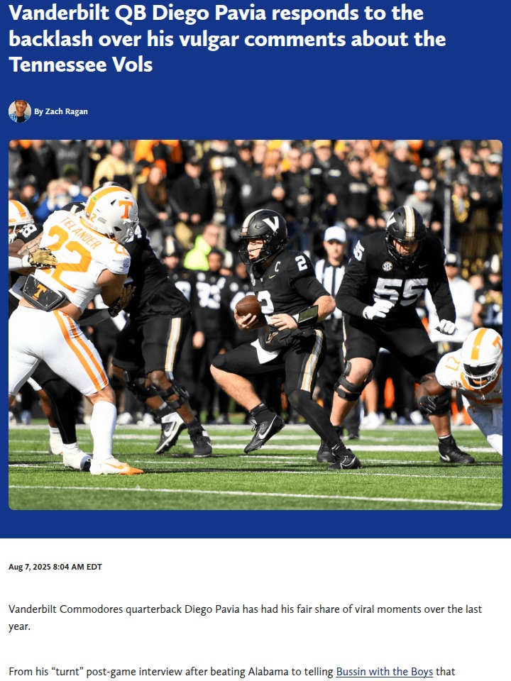 Vandy QB’s bold words fire up Tennessee rivalry