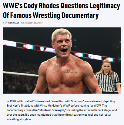Cody Rhodes 🤔 Calls Out WWE's Montreal Screwjob